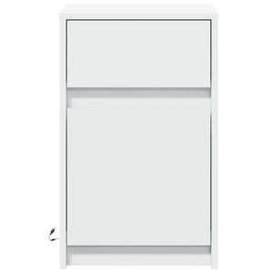 Comodini con Luci LED 2pz Bianchi in Legno Multistrato 851999