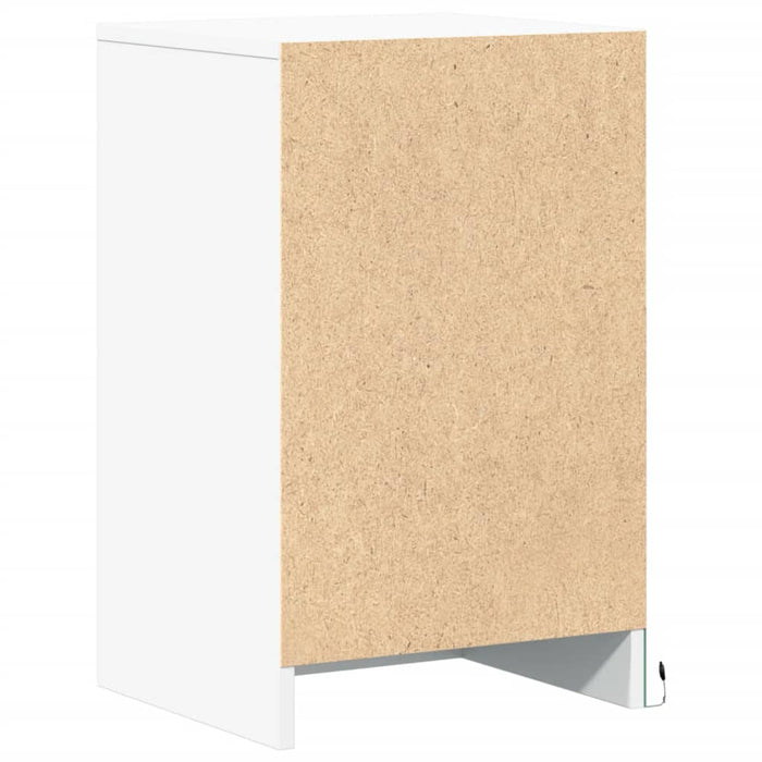 Comodini con Luci LED 2pz Bianchi in Legno Multistrato 851999