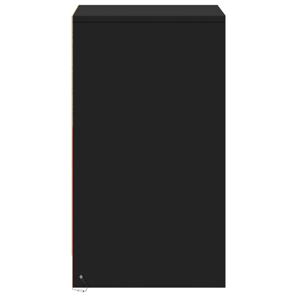 Comodini con Luci LED 2pz Neri in Legno Multistrato 852001