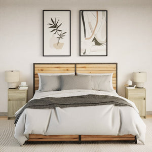 Comodini con Luci LED 2pz-Set di 2 Tavolino da notte Rovere Sonoma in Legno Multistrato 512566