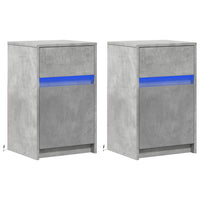 Comodini con Luci LED 2pz Grigio Cemento in Legno Multistrato 852005