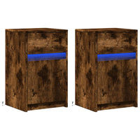 Comodini con Luci LED 2pz Rovere Fumo in Legno Multistrato 852007