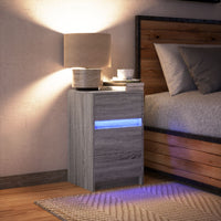 Comodino con Luci LED-Tavolino da notte Grigio Sonoma in Legno Multistrato 852887