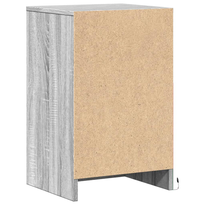 Comodino con Luci LED-Tavolino da notte Grigio Sonoma in Legno Multistrato 852887