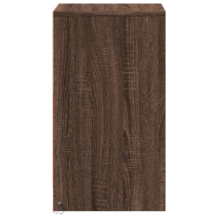 vidaXL Comodino con Luci LED Rovere Marrone in Legno Multistrato