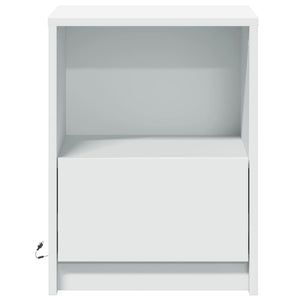 vidaXL Comodino con Luci LED Bianco in Legno Multistrato