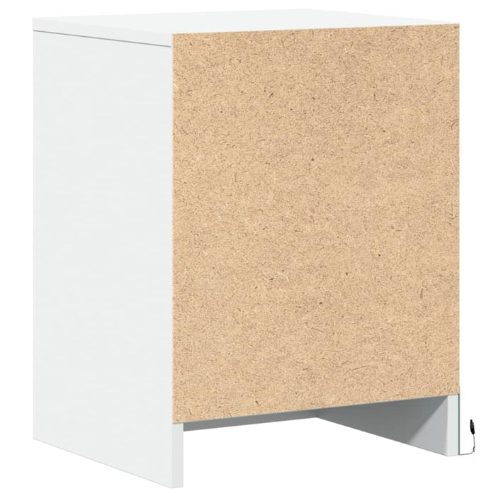 Comodino con Luci LED-Tavolino da notte Bianco in Legno Multistrato 275977