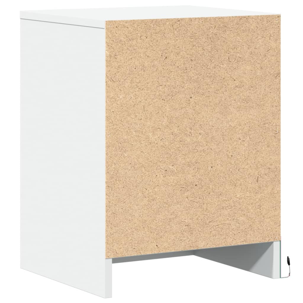 vidaXL Comodino con Luci LED Bianco in Legno Multistrato