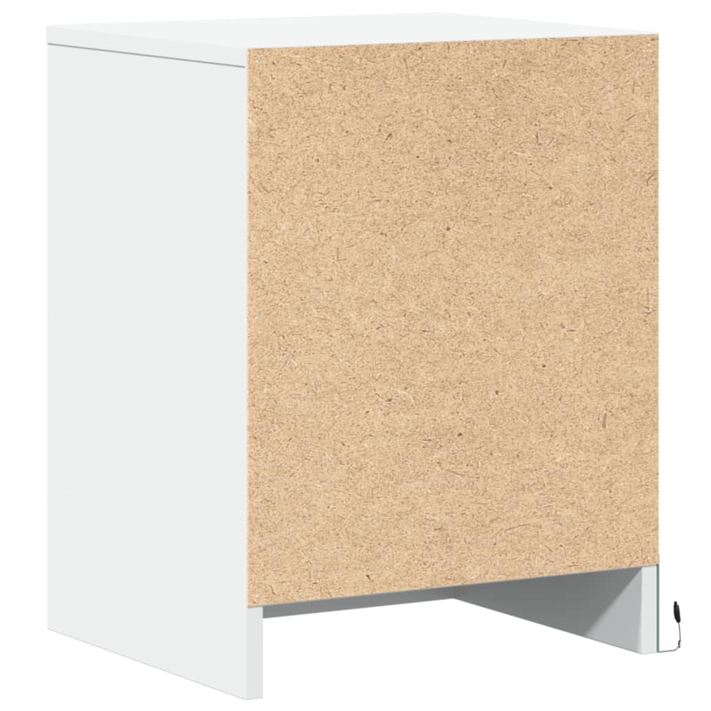 Comodini con Luci LED 2pz Bianchi in Legno Multistrato 852020