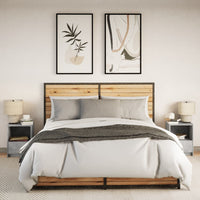 Comodini con Luci LED 2pz Grigio Cemento in Legno Multistrato 852026