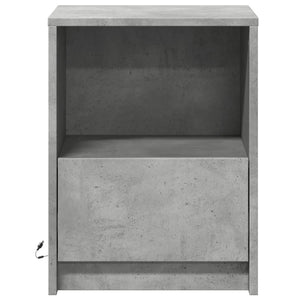 Comodini con Luci LED 2pz-Set di 2 Tavolino da notte Grigio Cemento in Legno Multistrato