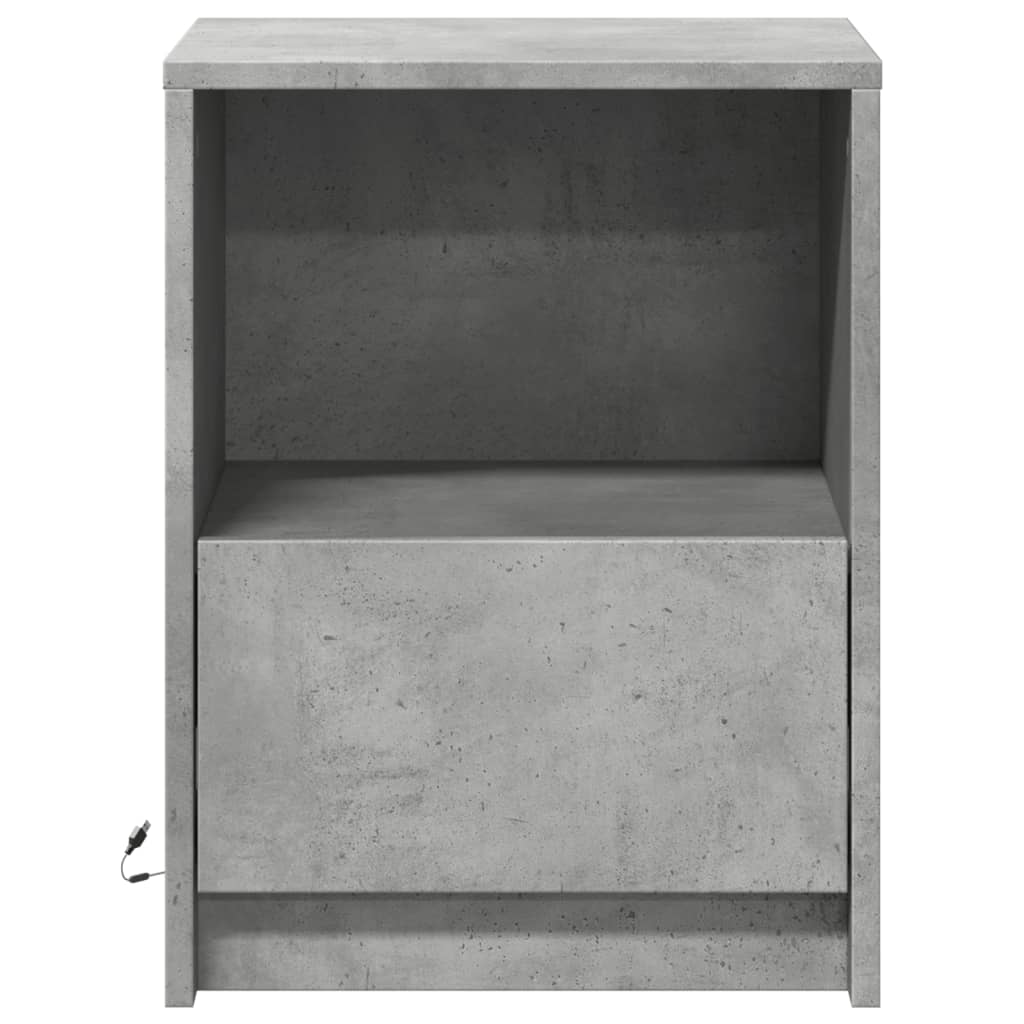 Comodini con Luci LED 2pz Grigio Cemento in Legno Multistrato 852026