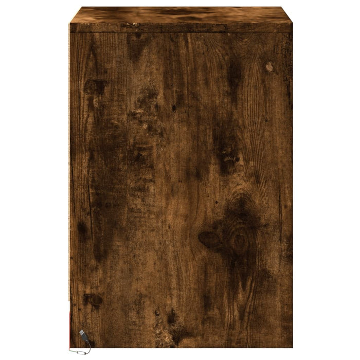 Comodini con Luci LED 2pz-Set di 2 Tavolino da notte Rovere Fumo in Legno Multistrato 387514