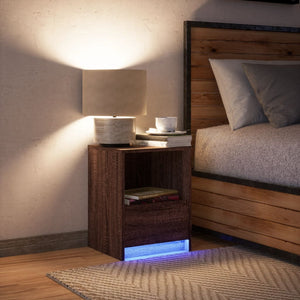 vidaXL Comodino con Luci LED Rovere Marrone in Legno Multistrato
