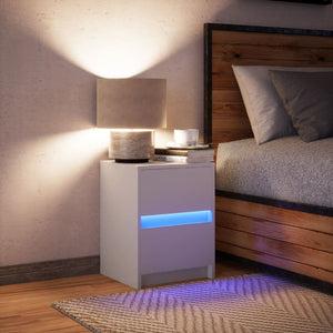 vidaXL Comodino con Luci LED Bianco in Legno Multistrato