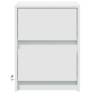 Comodini con Luci LED 2pz-Set di 2 Tavolino da notte Bianchi in Legno Multistrato 731835