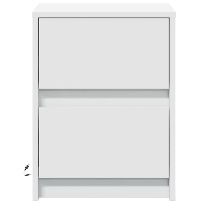 Comodini con Luci LED 2pz-Set di 2 Tavolino da notte Bianchi in Legno Multistrato 731835