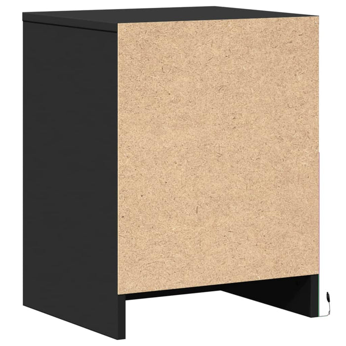 Comodino con Luci LED Nero in Legno Multistrato 852035