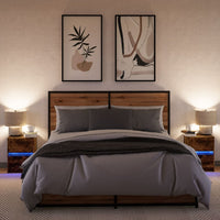 Comodini con Luci LED 2pz-Set di 2 Tavolino da notte Rovere Fumo in Legno Multistrato 744991