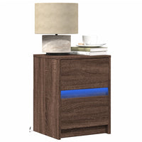 Comodino con Luci LED-Tavolino da notte Rovere Marrone in Legno Multistrato 142682