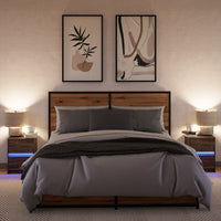 vidaXL Comodini con Luci LED 2pz Rovere Marrone in Legno Multistrato