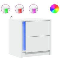 vidaXL Comodino con Luci LED Bianco in Legno Multistrato
