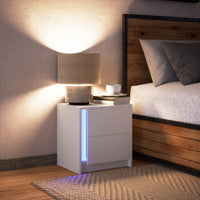 vidaXL Comodino con Luci LED Bianco in Legno Multistrato