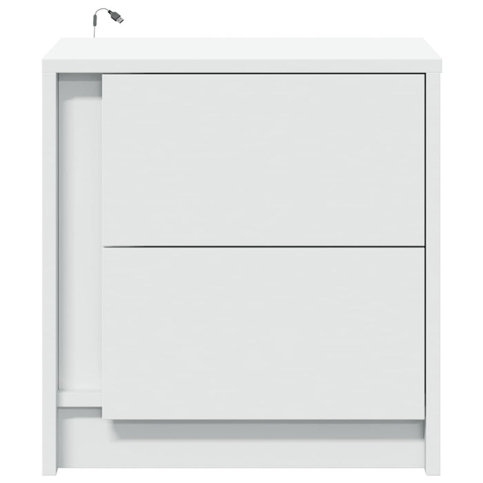 vidaXL Comodino con Luci LED Bianco in Legno Multistrato