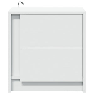 Comodino con Luci LED-Tavolino da notte Bianco in Legno Multistrato 734886