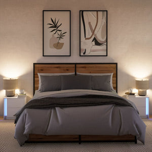 Comodini con Luci LED 2pz-Set di 2 Tavolino da notte Bianchi in Legno Multistrato 572132