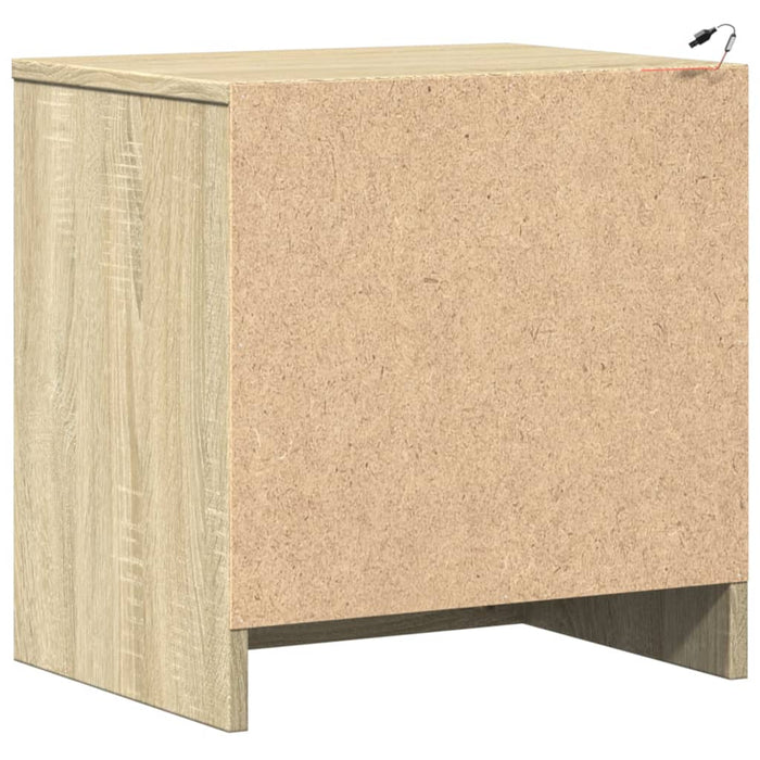 Comodini con Luci LED 2pz-Set di 2 Tavolino da notte Rovere Sonoma in Legno Multistrato 421416