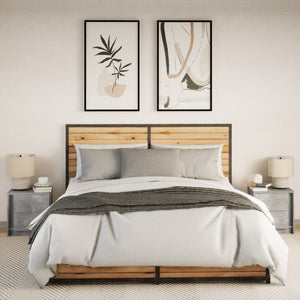 Comodini con Luci LED 2pz Grigio Cemento in Legno Multistrato 852054