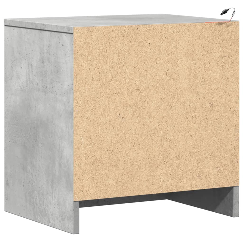Comodini con Luci LED 2pz Grigio Cemento in Legno Multistrato 852054
