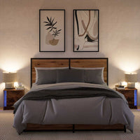 Comodini con Luci LED 2pz-Set di 2 Tavolino da notte Rovere Fumo in Legno Multistrato 975883