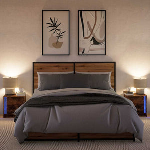 Comodini con Luci LED 2pz-Set di 2 Tavolino da notte Rovere Fumo in Legno Multistrato 975883