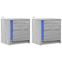 vidaXL Comodini con Luci LED 2pz Grigio Sonoma in Legno Multistrato