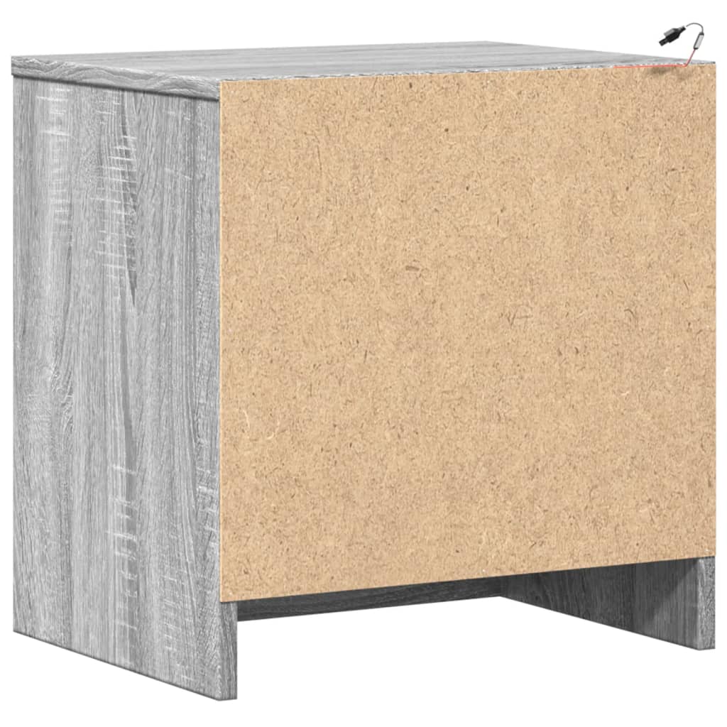 vidaXL Comodini con Luci LED 2pz Grigio Sonoma in Legno Multistrato