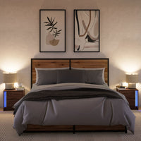 Comodini con Luci LED 2pz-Set di 2 Tavolino da notte Rovere Marrone in Legno Multistrato 290993