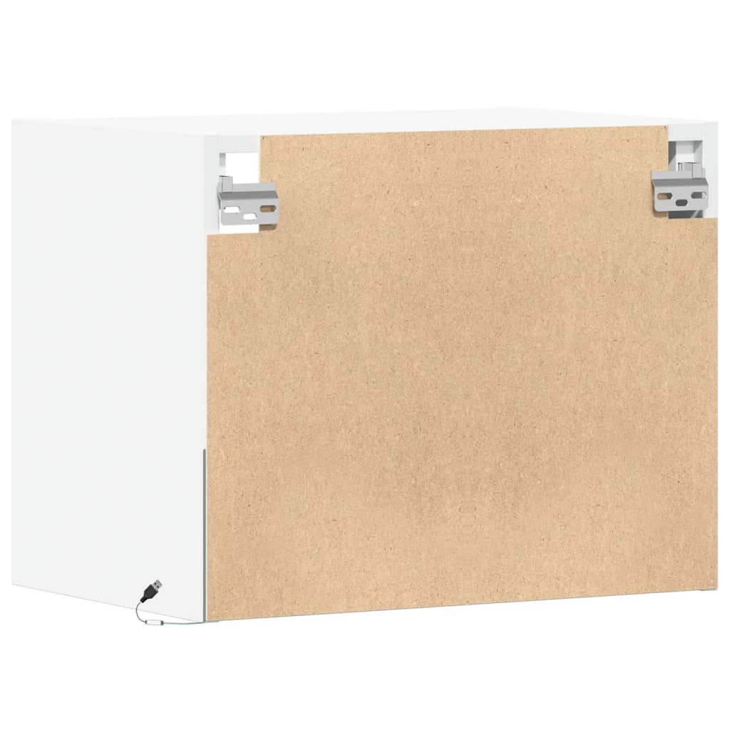 Comodini a Parete con Luci LED 2 pz-Set di 2 Tavolino da notte Bianchi 231753