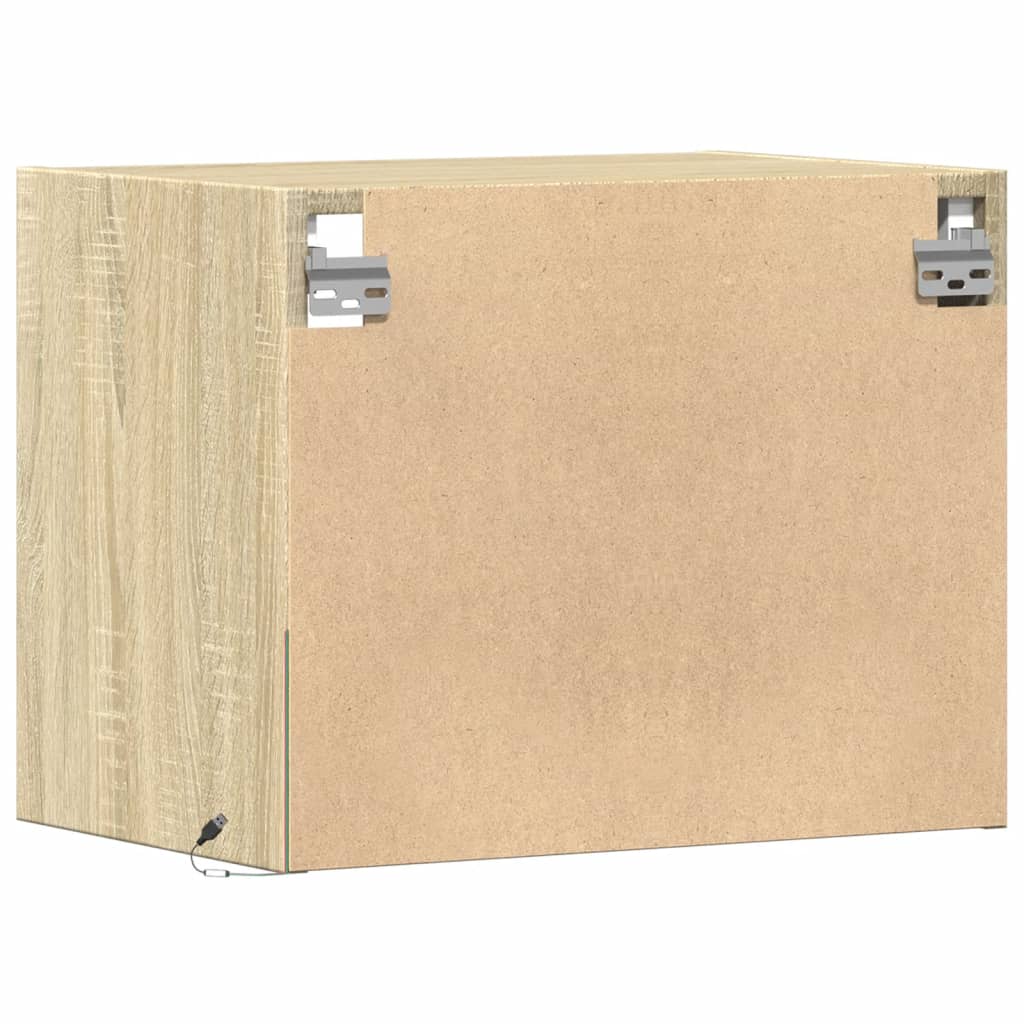 vidaXL Comodino a Parete con luci LED Rovere Sonoma