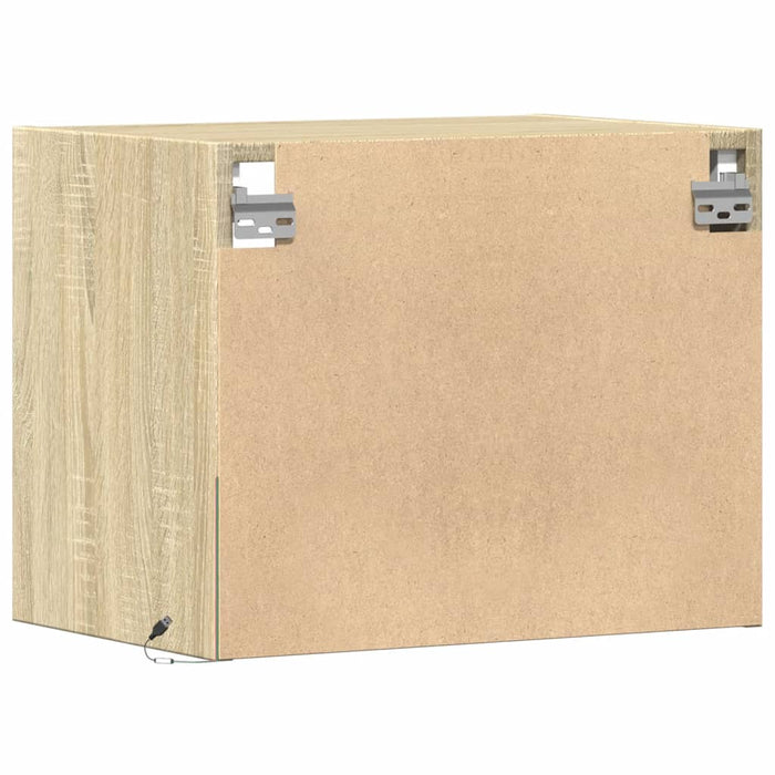 Comodino a Parete con Luci LED-Tavolino da notte sospeso Rovere Sonoma 508834