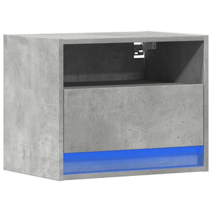 Comodino a Parete con Luci LED Grigio Cemento 852067