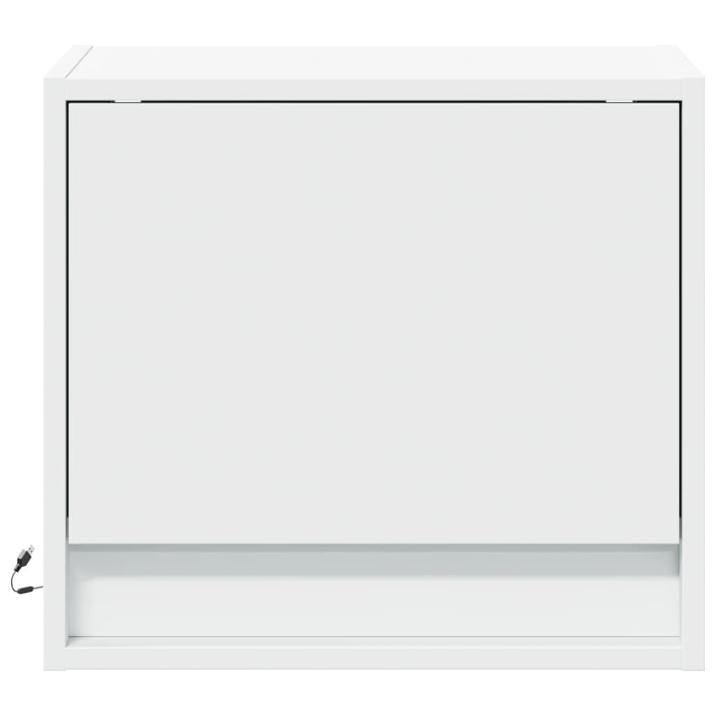 Comodini a Parete con Luci LED 2 pz-Set di 2 Tavolino da notte Bianchi 943339