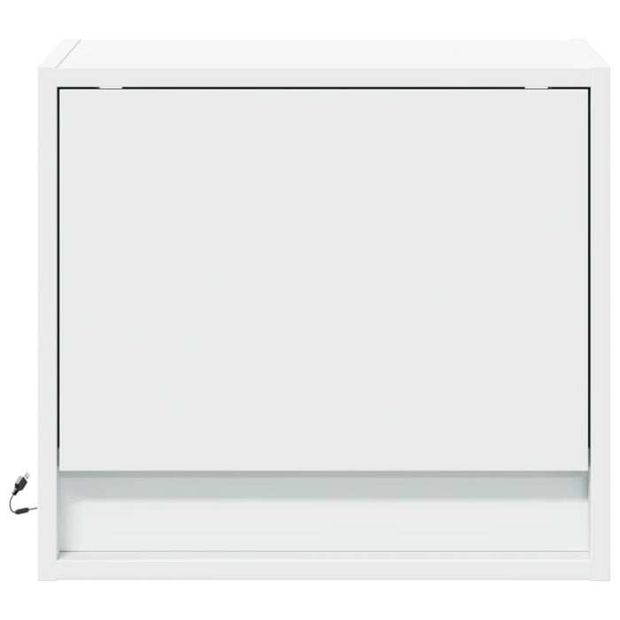 Comodini a Parete con Luci LED 2 pz-Set di 2 Tavolino da notte Bianchi 943339