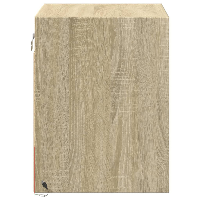 Comodini a Parete con luci LED 2 pz-Set di 2 Tavolino da notte Rovere Sonoma 577406