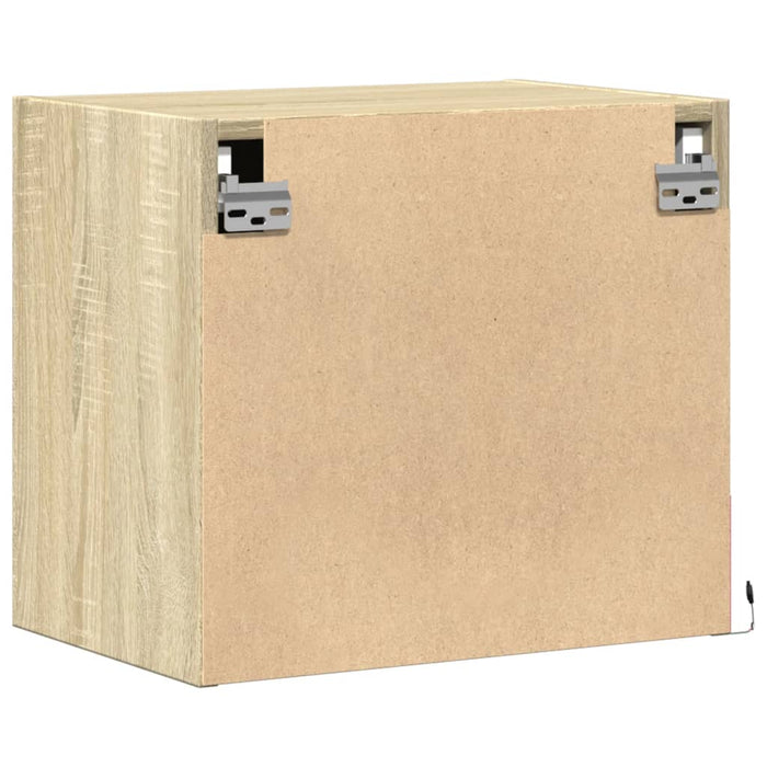 Comodini a Parete con luci LED 2 pz-Set di 2 Tavolino da notte Rovere Sonoma 577406