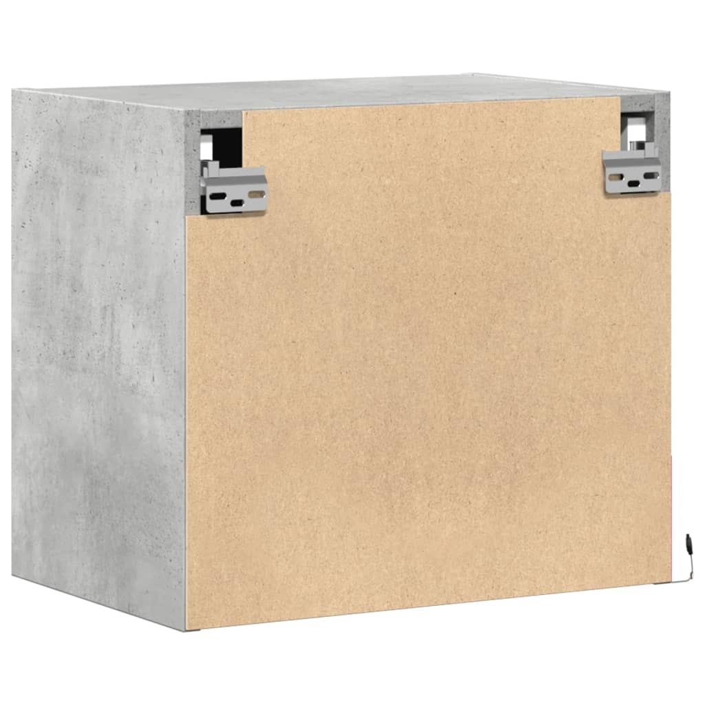 Comodini a Parete con Luci LED 2 pz-Set di 2 Tavolino da notte Grigio Cemento 410473