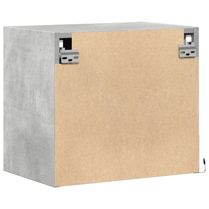 Comodini a Parete con Luci LED 2 pz-Set di 2 Tavolino da notte Grigio Cemento 410473