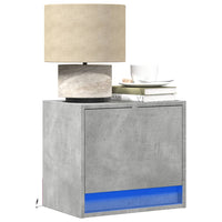 Comodini a Parete con Luci LED 2 pz-Set di 2 Tavolino da notte Grigio Cemento 410473
