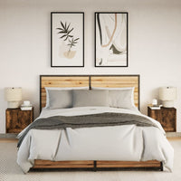 Comodini a Parete con luci LED 2 pz Rovere Fumo 852084